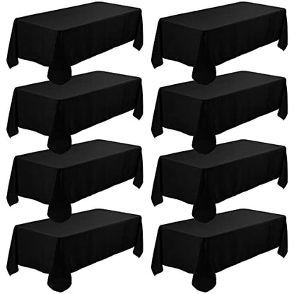 Black 8 Pack 60x84 Inch Polyester Rectangle Tablecloths for Wedding & Party