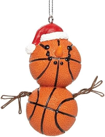 Basketball Snowman Christmas Ornament - Sporty Holiday Decor