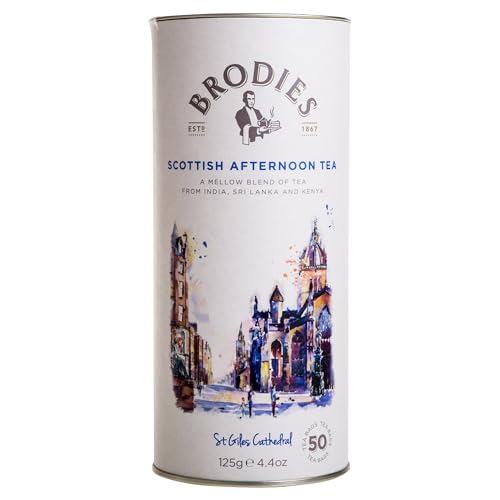 Brodies Tea, Scottish Afternoon Tea, Black Tea Imported from Scotland, Canister of 50 Bags (Pack of 1)