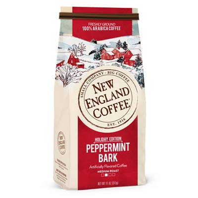 Ground Coffee, New England Coffee Favorites in Bundle of Peppermint Bark and Eggnog Flavor, Seasonal Edition Ideal for Christmas and Holidays, Medium Roast, Pantry Staple for 2 Packs of 11 Oz