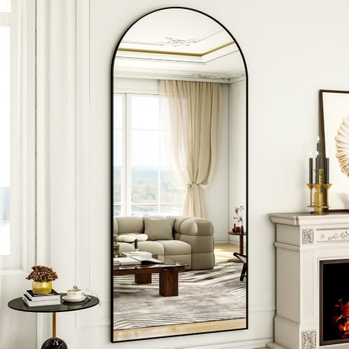 Full Length Arched Floor Mirror 71x26 Black Frame for Bedroom & Home Decor