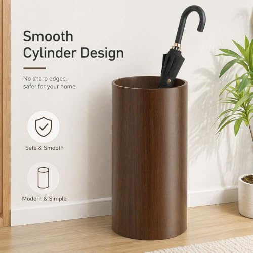 Vintage Solid Wood Umbrella Stand with Drip Tray - 50x25cm