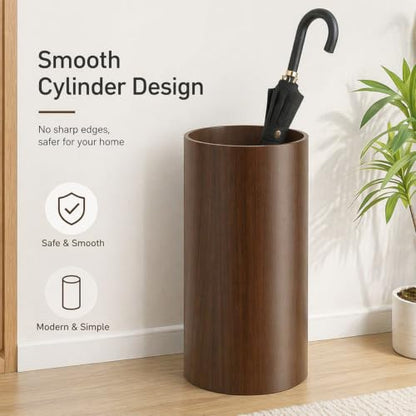 Vintage Solid Wood Umbrella Stand with Drip Tray - 50x25cm