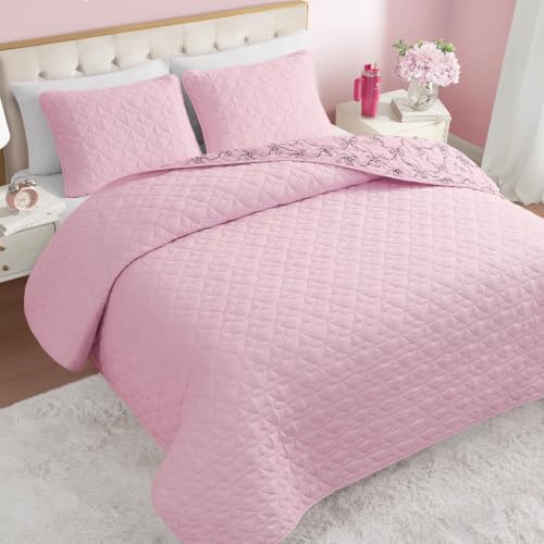 Juicy Couture Luxe Bow 3-Piece Quilt Set Full/Queen Light Pink - Reversible Bedding
