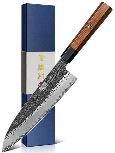8-Inch Chef Knife with 9-Layer High Carbon Steel Blade - Hand-Sharpened 12° Edge