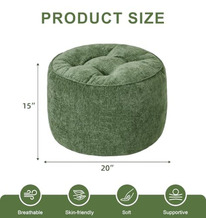 Oversized Round Ottoman Footrest for Couch and Desk - 24 Inch Diameter