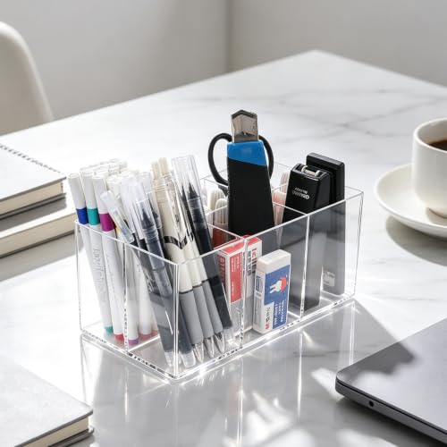 Clear Makeup Brush Holder 6 Slots Acrylic Organizer for Cosmetics