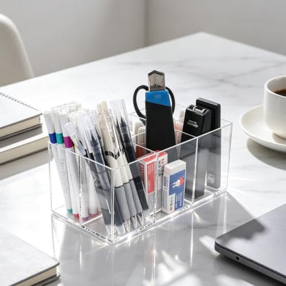 Clear Makeup Brush Holder 6 Slots Acrylic Organizer for Cosmetics