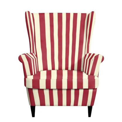 Red Stripes Wingback Chair Cover 2-Piece Stretch Slipcover for Armchair Protection