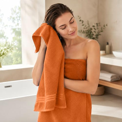 Jumbo Bath Towels 2-Pack - 35 x 70 Inches, Tera Orange - Soft & Absorbent