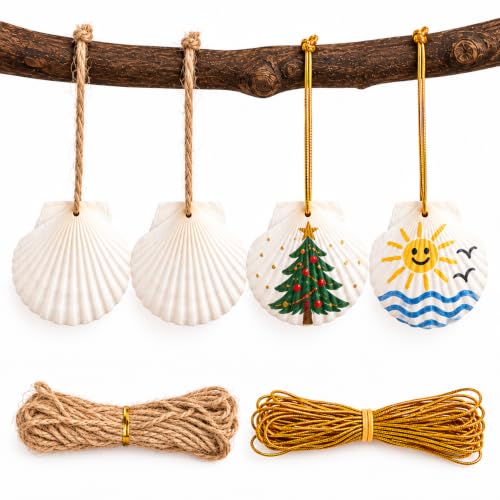 20pcs Natural Drilled Scallop Shells for Crafts & Decor 3.14-3.5 Inch