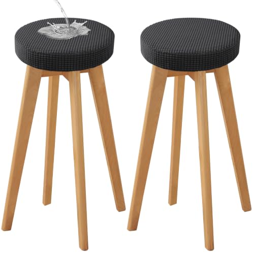YISUN Waterproof Round Bar Stool Cover 12-15 Inch Black A01 / M - 2 Pack