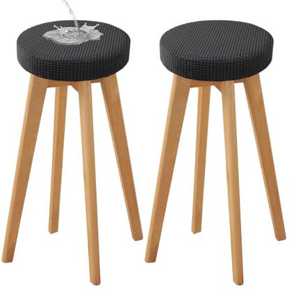 YISUN Waterproof Round Bar Stool Cover 12-15 Inch Black A01 / M - 2 Pack