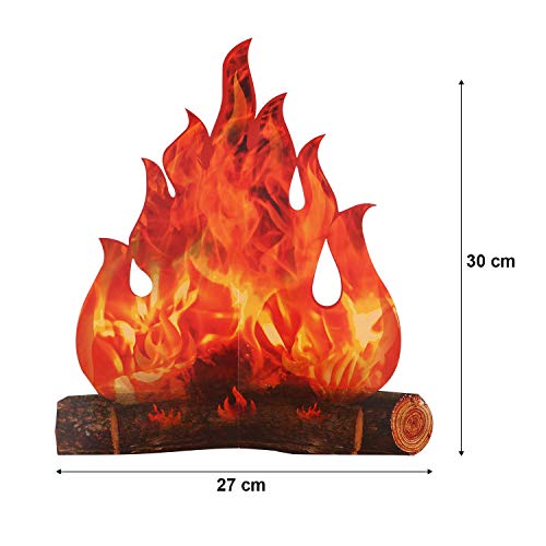 2 Sets 3D Cardboard Campfire Decorations - Red Orange, 12 x 10 Inch, Reusable Party Backdrop