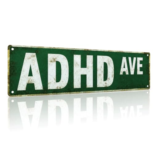 Funny ADHD Ave Metal Tin Sign - Quirky Wall Decor for Home & Office