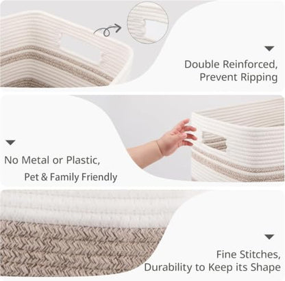 Yellow Variegated 60L Rectangular Cotton Rope Laundry Hamper Foldable Storage Basket