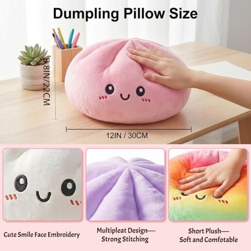 Rainbow Dumpling Pillow Plush Steamed Bun Cushion - Cute Food-Inspired Decor