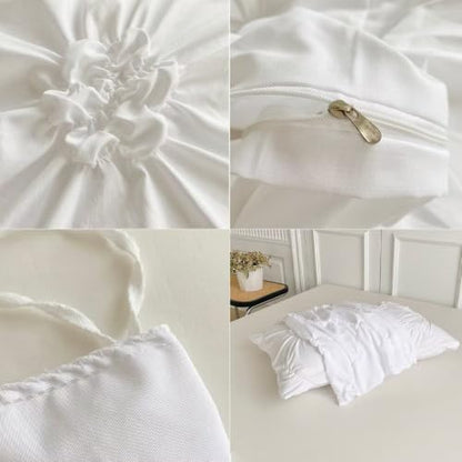 White King Pinched Pleated Duvet Cover Set - Luxury Bedding for Women