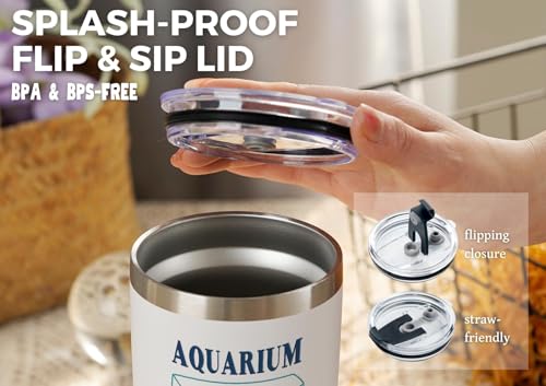 Insulated Fish Tank Gift Tumbler 20oz with Lid & Straw – Aquarium Lover Gift