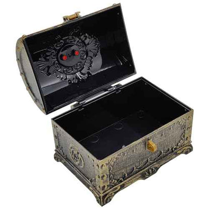 Kids Pirate Treasure Chest Storage Box,Red Rhinestone Inlaid Top Decorative Pirate Chest with Lock and Key for Kids Birthday,Halloween, Christmas Pirate Party Favors