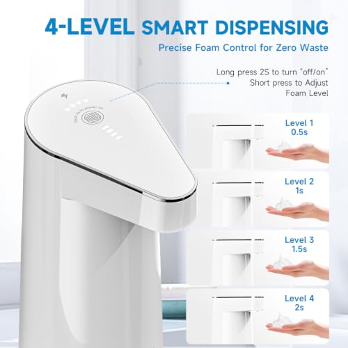 White Automatic Foaming Hand Soap Dispenser Touchless Kids Bathroom 1 Pack
