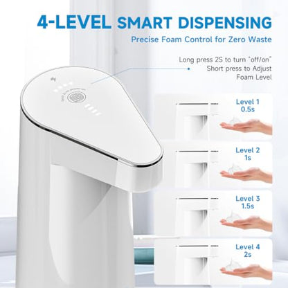 White Automatic Foaming Hand Soap Dispenser Touchless Kids Bathroom 1 Pack