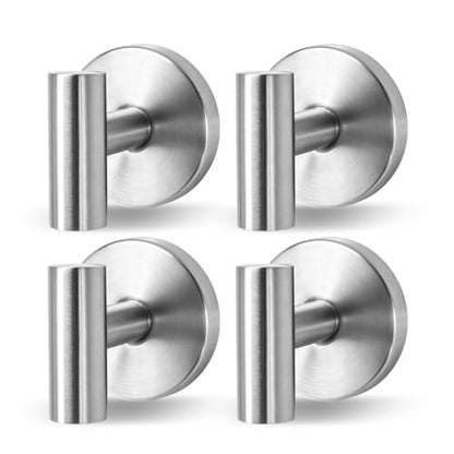 Removable Shower Hooks Set - Silver Suction Cup Hooks for Bathroom, 4 Pack