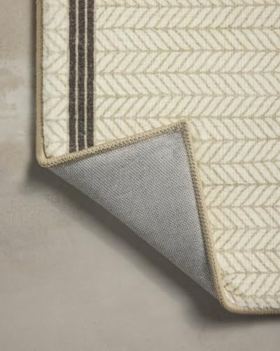 Loloi Chris Loves Julia Ivory/Charcoal Bath Mat 1'9" x 2'10" - Modern Farmhouse Rug