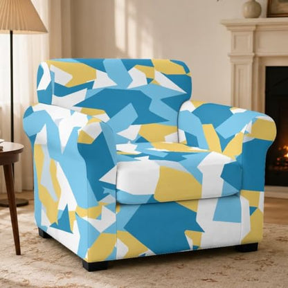 Geometric Print Armchair Slipcover 2 Pcs Set with Cushion Cover - Furniture Protector