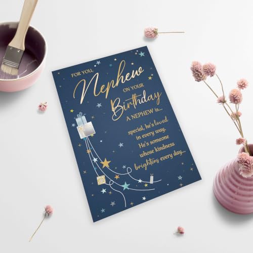 Birthday Card Gift for Nephew from Aunt or Uncle - Heartfelt Message, Red Envelope, 8.1 x 5.3 Inches - For Nephew