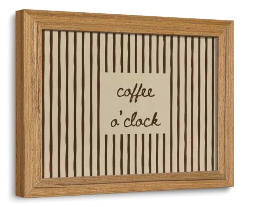 Wood Framed Coffee Wall Art - 8x10in Kitchen Decor - Coffee O'clock