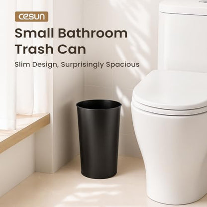 Cesun Round Metal Bathroom Trash Can - 2.1 Gallons Wastebasket, Black, Variation 1