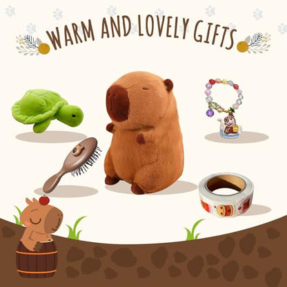 Capybara Plush Gift Set - Stuffed Animal, Keychain, Bag, Towel, Hair Pins & Accessories for Girls