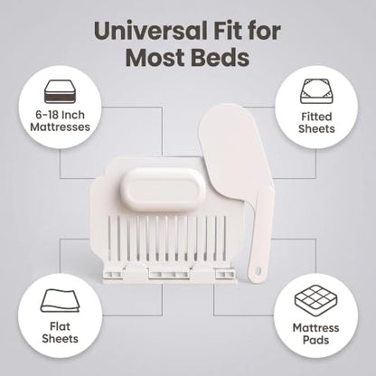 Bed Sheet Holder with Tucking Tool for Corners - Fitted Sheet Clips