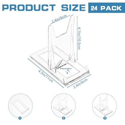 24 Pack Clear Acrylic Comic Book Display Stands Adjustable Graded Comic Racks