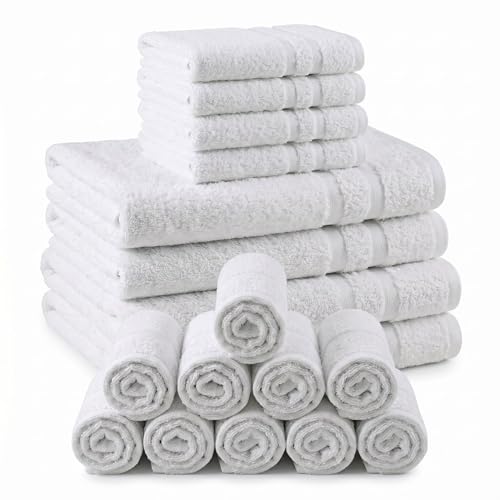 White 18-Piece Cotton Bath Towel Set - Super Absorbent & Quick-Drying