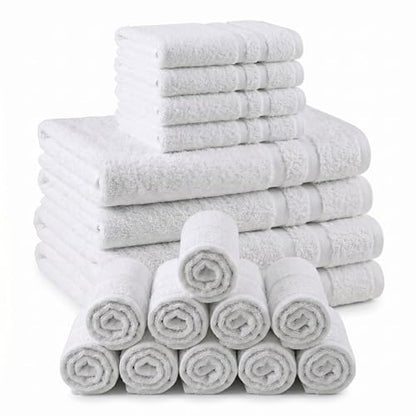 White 18-Piece Cotton Bath Towel Set - Super Absorbent & Quick-Drying