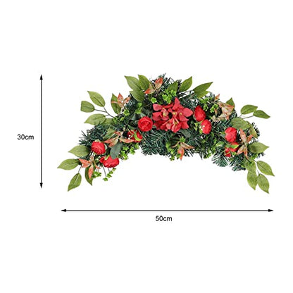 Flower Swag Door Wreath - Hydrangea & Red Bud Artificial Floral Garland