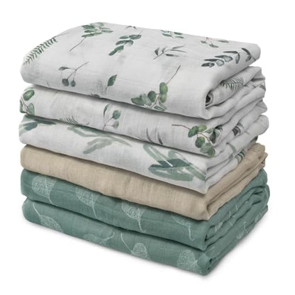 Muslin Baby Burp Cloths, Large 27 x 27 Inches Burping Cloths for Newborn Girls Boys, 6 Pack Baby Burp Rags Towel and Washcloths for Infant (Bright Colors)