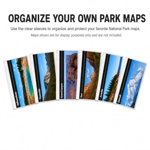 National Park Map Collection Binder with 63 Vintage Stickers & Waterproof Sleeves
