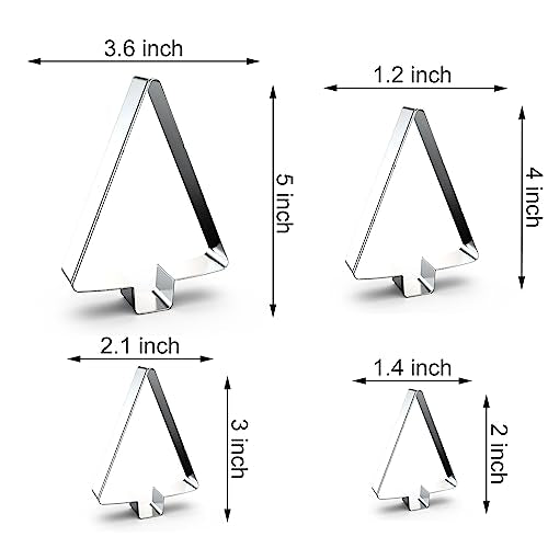 Christmas Tree Cookie Cutter Set - 4 Sizes Stainless Steel Baking Tool - 5, 4, 3, 2 Inch - Holiday Baking