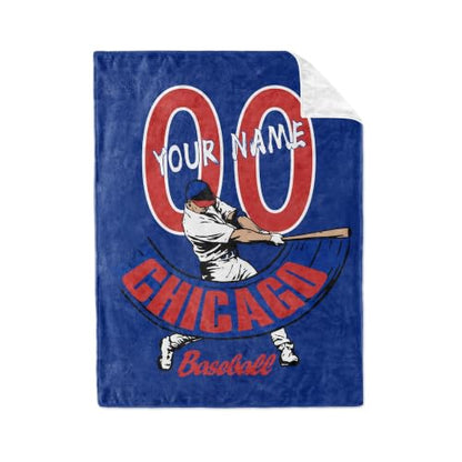 Custom Name and Number Throw Blanket - Chicago C Variation