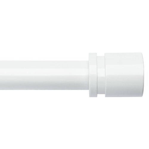 Byondeth Curtain Rods for Windows 16 to 200 Inches Adjustable Length 1 Inch Diameter Window Curtain Rod with Aluminium End Cap, White