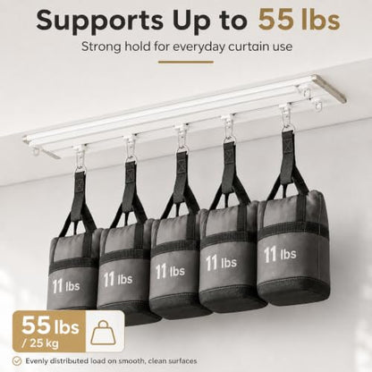 No Drill Double Curtain Track 15 Feet Peel & Stick Ceiling Mount Rail for Renter & Apartment
