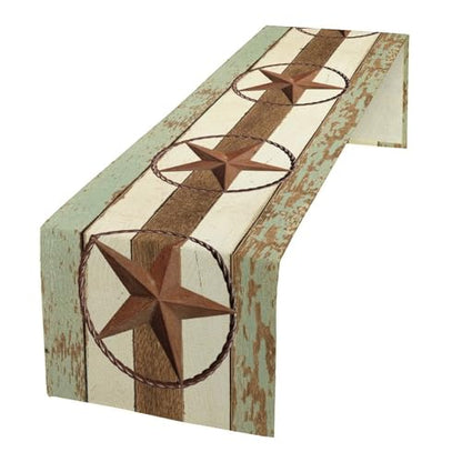 Farmhouse Cowboy Table Runner 13x36 Inches - Barn Star Decor for Home & Holiday