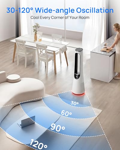38 Inch Bladeless Tower Fan with 20 Speeds & 4 Modes, 120° Oscillation, Remote & Ambient Light