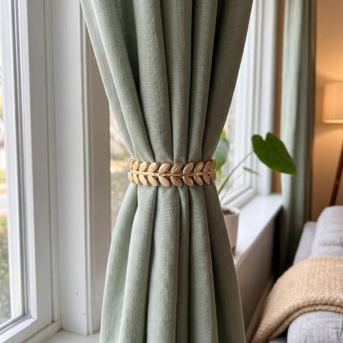 2 Pack Golden Olive Leaf Curtain Tiebacks Holdbacks Holders - Variation 021