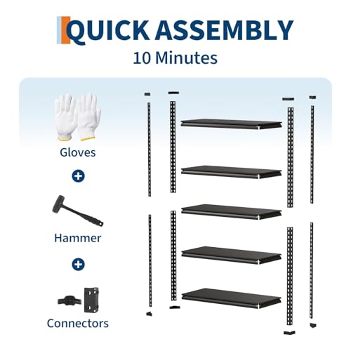 Heavy Duty Steel Garage Storage Shelves - 36 Inch Wide, Adjustable, 1500 Lbs Capacity