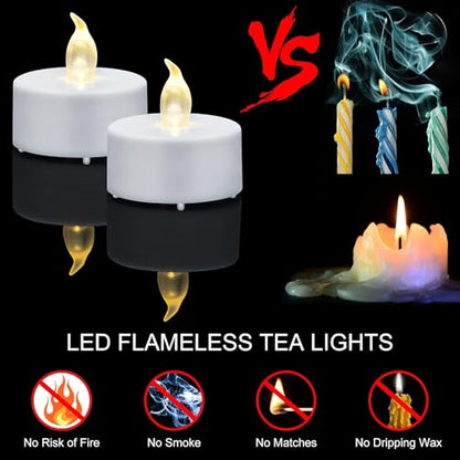 Nancia LED Flameless Tea Lights 12 Pack Warm White Battery Operated Candles