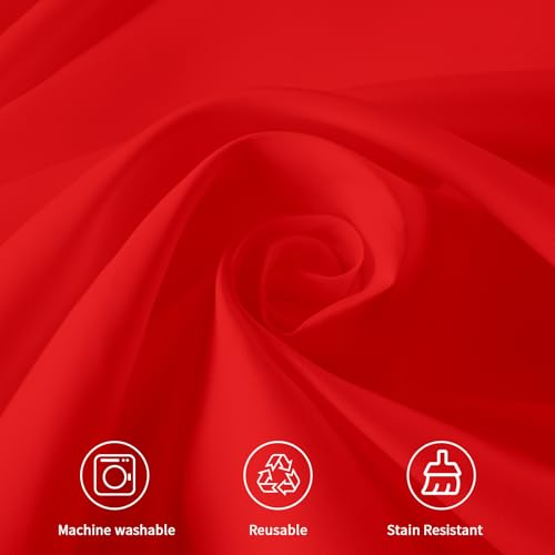 Red Round Tablecloth 120 Inch - Polyester Cover for Dining & Party Events - 6 Pack